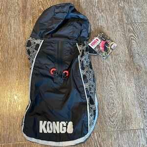 Kong Packable Dog Rain Wind Jacket - black & gray - Sz small. NWT